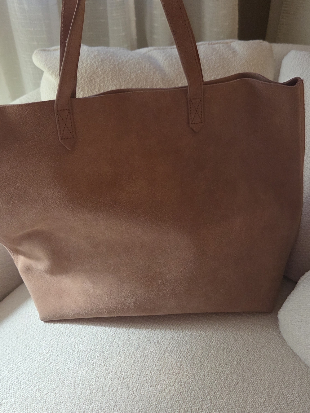 Madewell Suede Transport Tote in Nude Beige